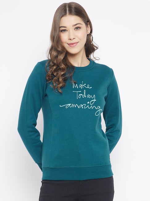 Buy Duke Teal Green Slim Fit Sweatshirt for Women Online Tata CLiQ