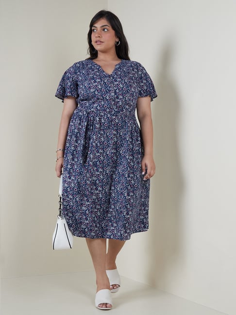 Gia Curves by Westside Indigo Floral-Printed Dress Price in India