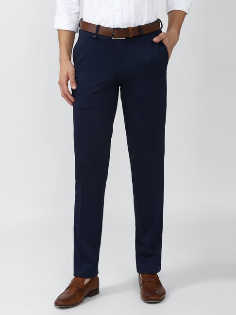 Check Formal Trousers In Navy B95 Ricam
