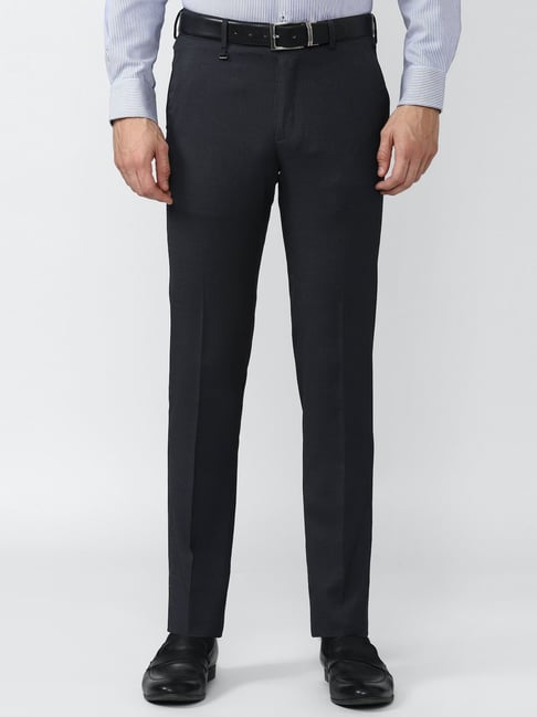 Buy Van Heusen Navy Slim Fit Trousers for Mens Online  Tata CLiQ