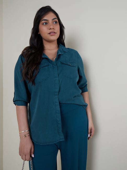 Gia Curves by Westside Teal Alaya Shirt Price in India