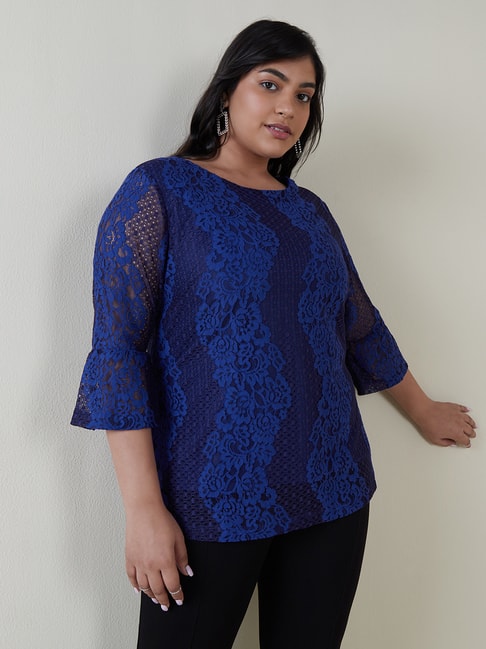 Gia Curves by Westside Blue Lace Dorothy Top Price in India