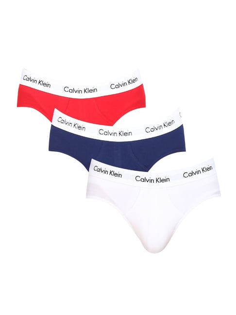 Calvin Klein Underwear White, Blue & Red Logo Classic Fit Briefs