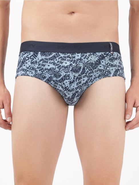 Jockey US52 Blue Super Combed Cotton Briefs with Ultrasoft Waistband  (Prints May Vary)