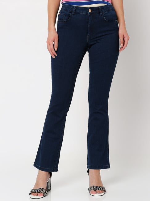 Vero Moda Dark Blue Regular Fit Mid Rise Jeans