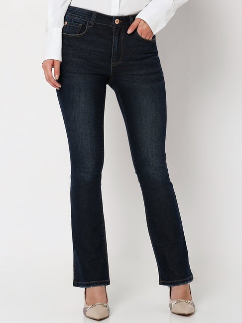 Vero Moda Dark Blue Regular Fit Mid Rise Jeans