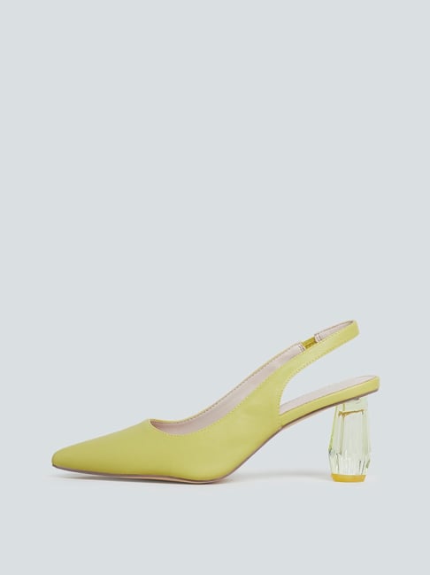 Kiss 105 patent leather slingback pumps in yellow - Saint Laurent |  Mytheresa