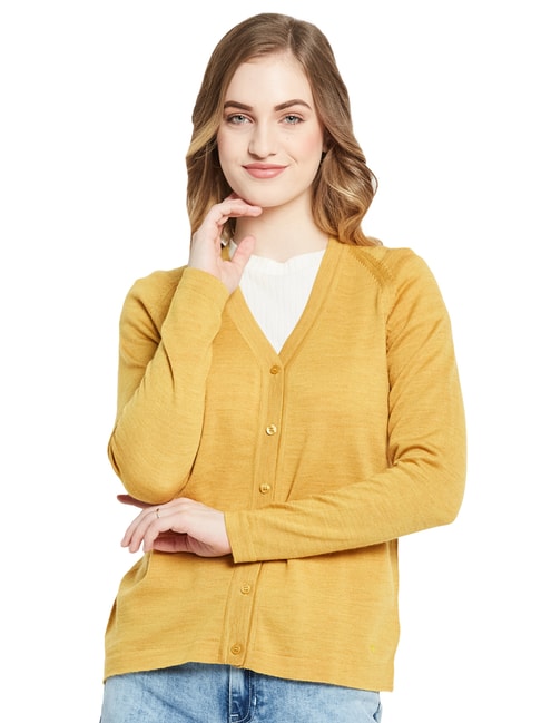Monte Carlo Yellow Wool Open Front Cardigan