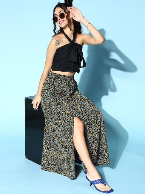 Melon by PlusS Black Printed Skirt Price in India