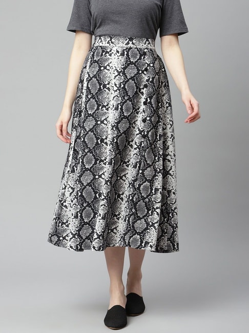 Melon by PlusS White & Black Printed Skirt Price in India
