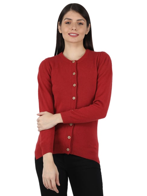 Monte Carlo Rust Wool Open Front Cardigan