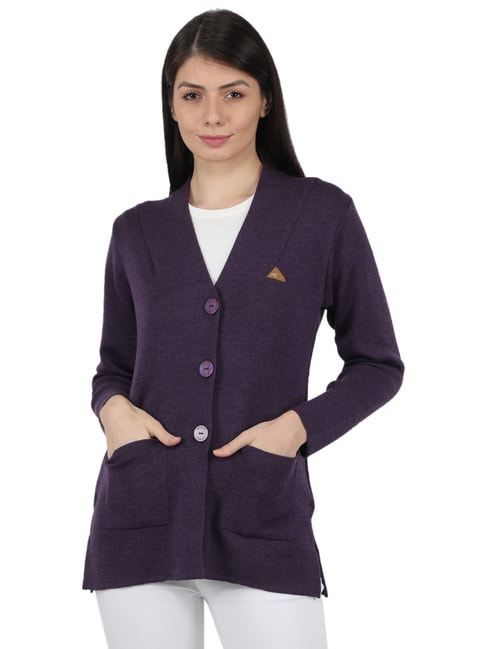 Monte Carlo Violet Wool Open Front Cardigan