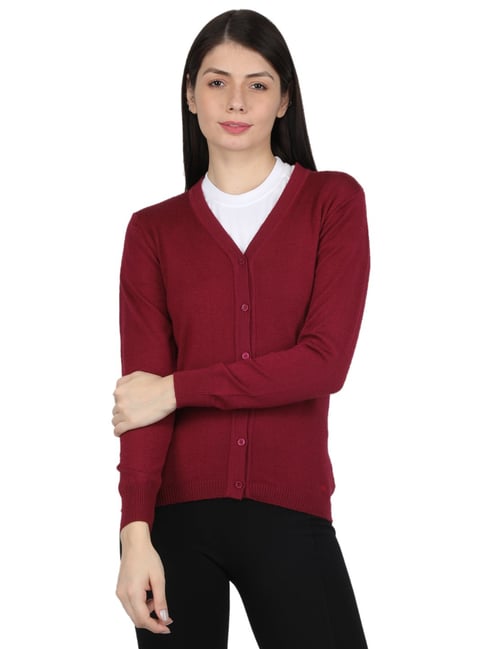 Maroon open front on sale cardigan