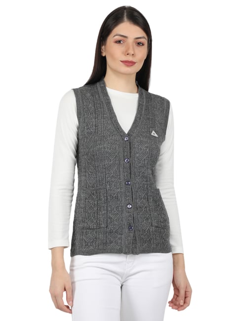 Buy Monte Carlo Grey Self Design Open Front Cardigan for Women's Online @  Tata CLiQ