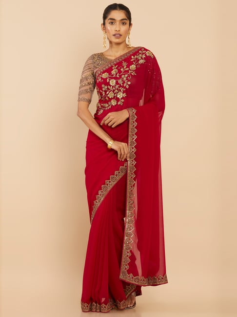 Buy online Women's Embellished Saree With Blouse from ethnic wear for Women  by Soch for ₹1499 at 50% off | 2024 Limeroad.com