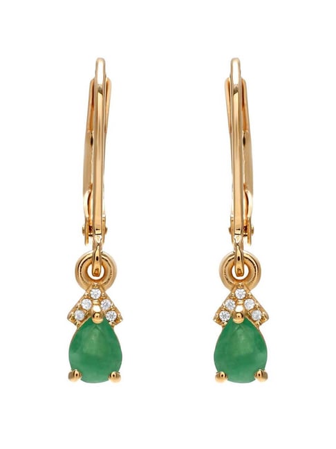 Buy Online Emerald Green Diamond Tops Earrings