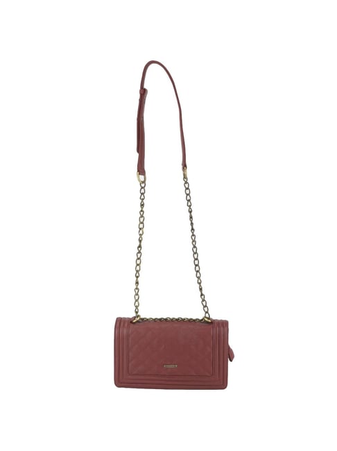 Buy Woodland Maroon Solid Medium Sling Handbag Online At Best
