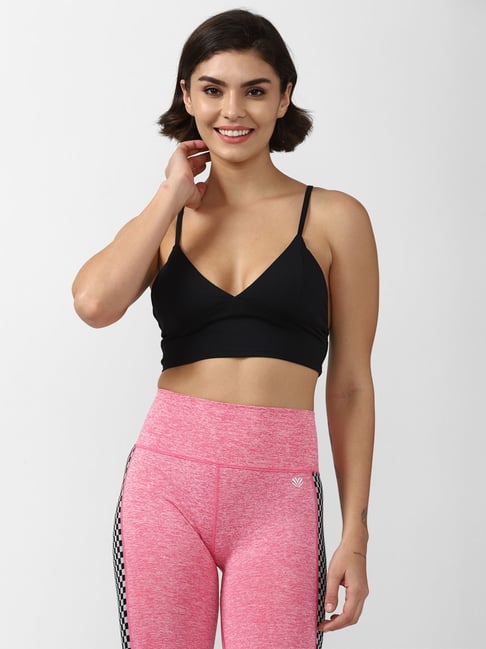 Buy Forever 21 Pink & Black Non Wired Non Padded Sports Bra for