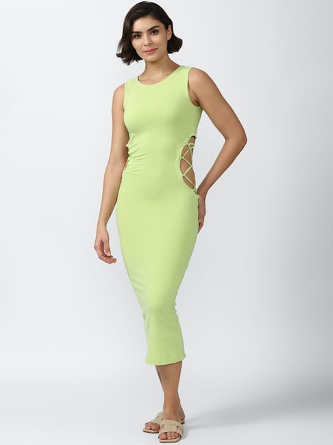 Forever 21 Light Green Cotton Midi Dress