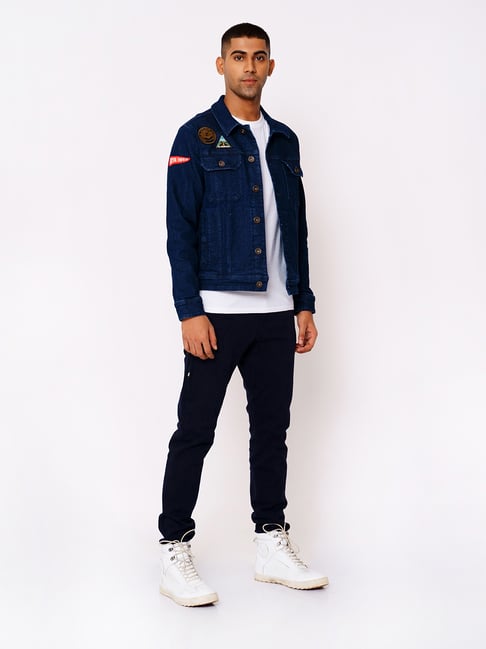 Royal Enfield Dark Blue Full Sleeves Shirt Collar Denim Jacket