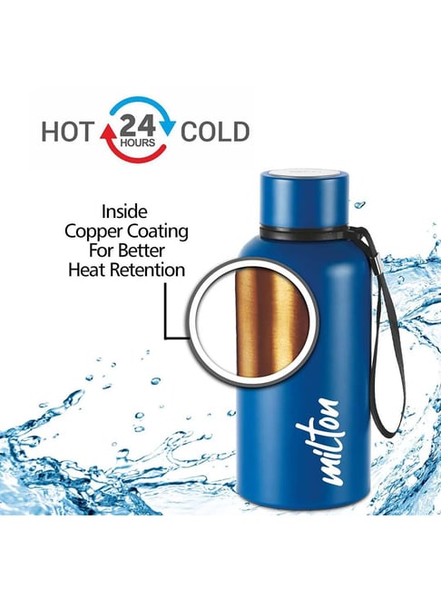 Milton Duo 1000 Thermosteel 24 Hours Hot & Cold Water Bottle Leak Proof 1 L  Blue