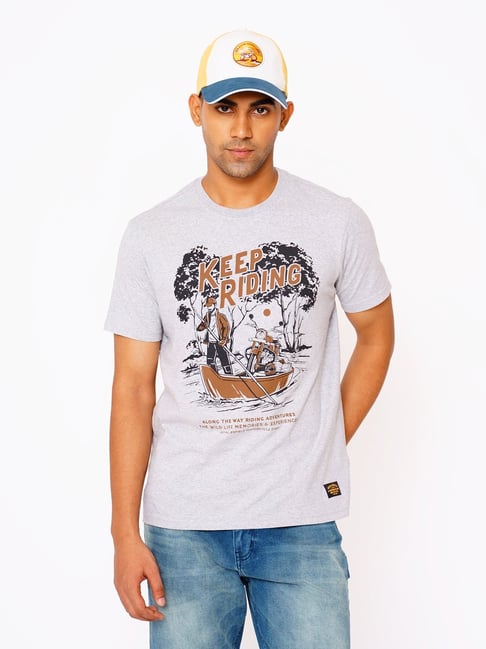 Buy Royal Enfield Light Grey Melange Crew T-Shirt for Men's Online @ Tata  CLiQ