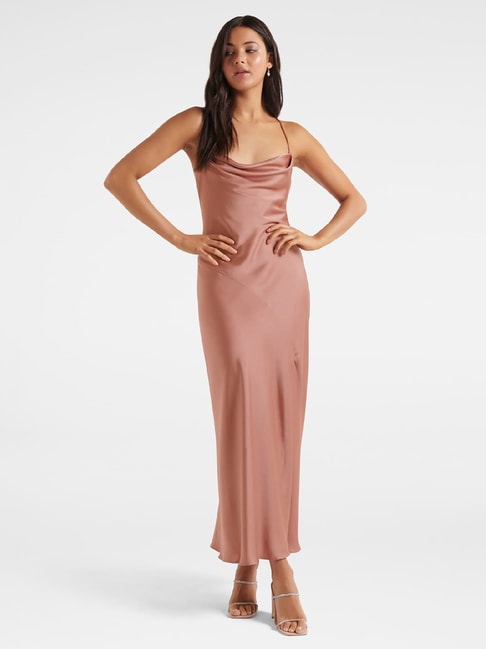 Forever New Dusty Pink Cowl Neck Slit Dress Price in India