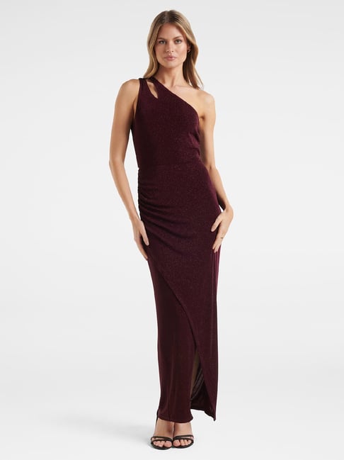 Forever New Maroon One Shoulder Gown Price in India
