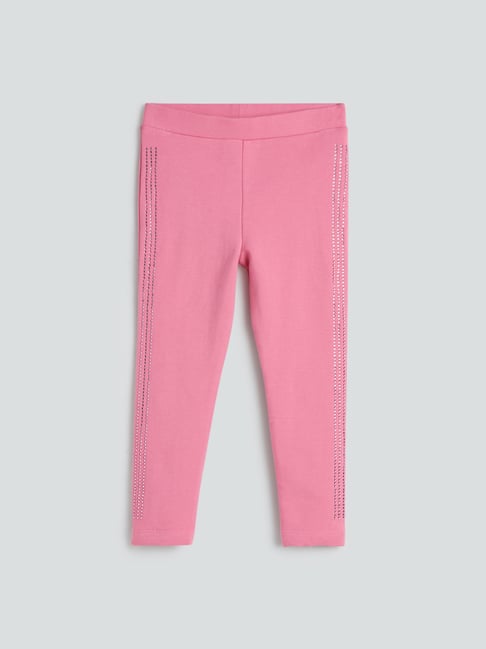 Buy HOP Kids by Westside Pink Ribbed Leggings for Online @ Tata CLiQ