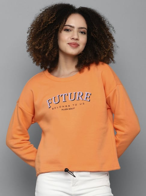 Buy Allen Solly Orange Cotton Printed Sweatshirt for Women Online Tata CLiQ