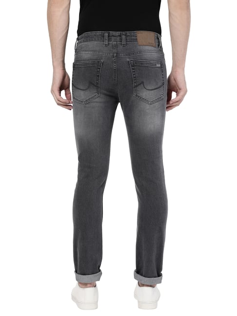 Buy AD by Arvind Black Skinny Fit Lightly Washed Jeans for Men's