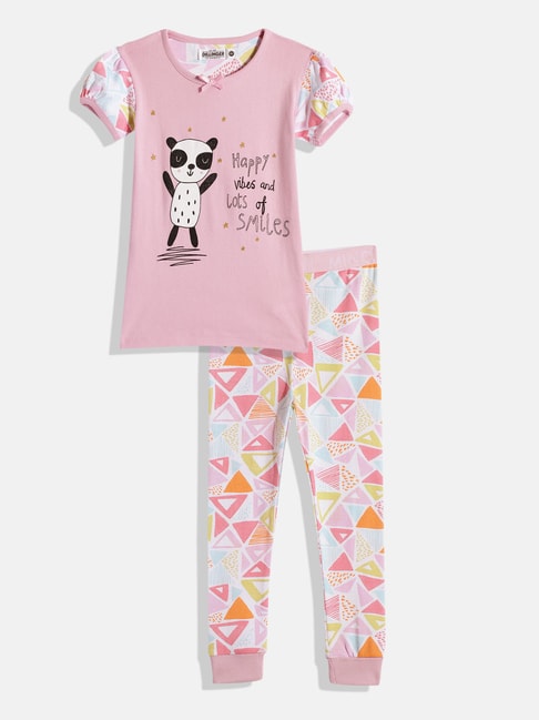 Dillinger Kids Pink & White Printed Top with Trackpants