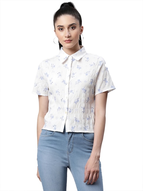 Global Republic White Floral Print Shirt Price in India