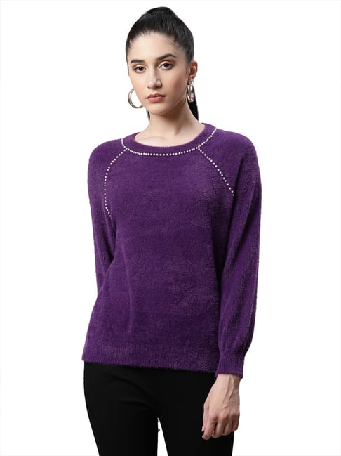 Global Republic Violet Embellished Pullover-picture-15