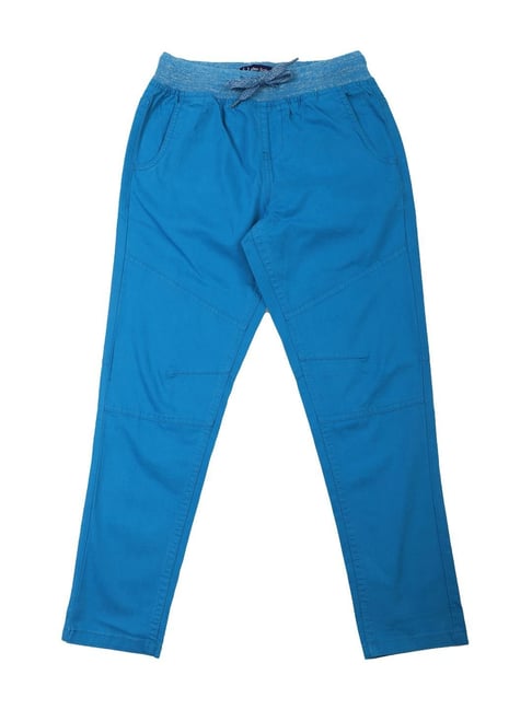 Buy Men Blue Slim Fit Textured Business Casual Trousers Online - 465157 | Allen  Solly