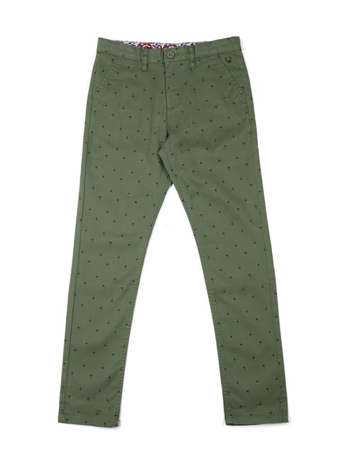 Allen Solly Junior Green Cotton Printed Trousers