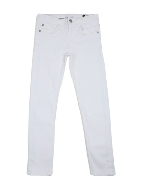 Allen Solly Junior White Cotton Regular Fit Jeans