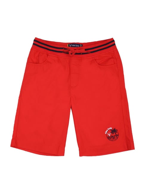 Allen Solly Junior Red Cotton Regular Fit Shorts