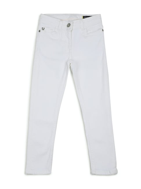 Allen Solly Junior White Cotton Regular Fit Jeans