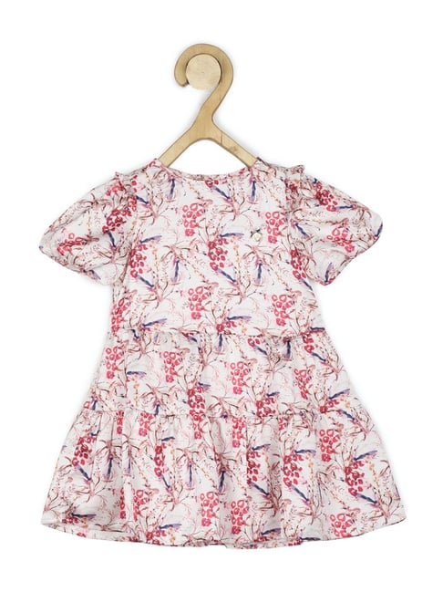 Allen Solly Junior White & Red Cotton Printed Dress