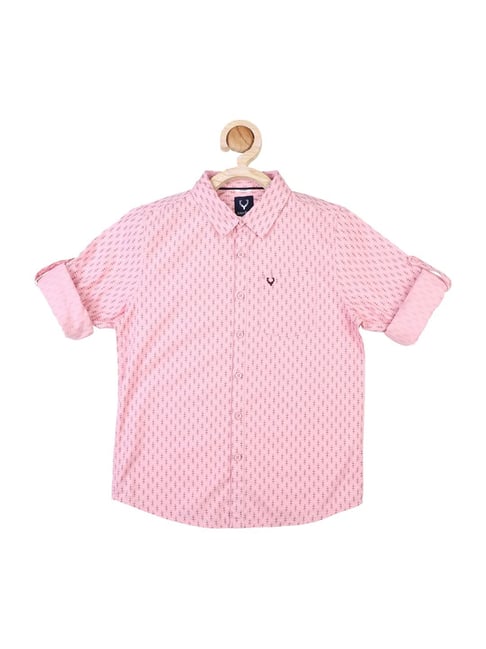 Allen Solly Junior Pink Cotton Printed Full Sleeves Shirt