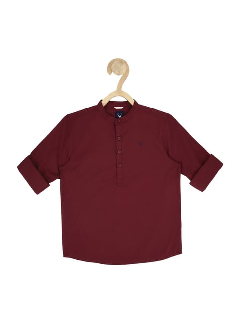 Allen Solly Junior Maroon Cotton Regular Fit Full Sleeves Shirt