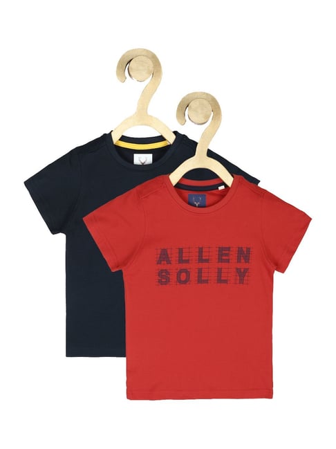 Allen Solly Junior Red & Black Cotton Printed T-Shirt (Pack of 2)