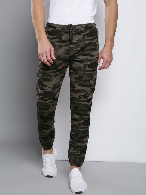Buy Dennis Lingo Natural Olive Slim Fit Camouflage Joggers for