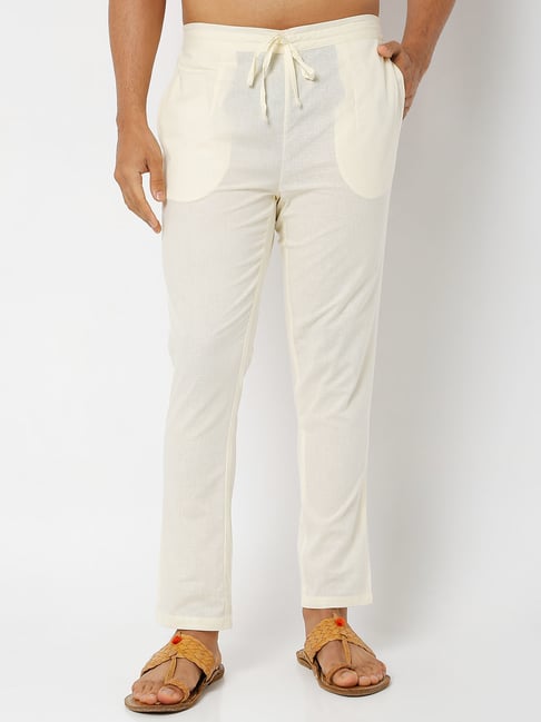 Ethnicity Off White Regular Fit Churidar Pants