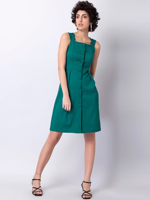 FabAlley Green Buttoned Sundress Price in India