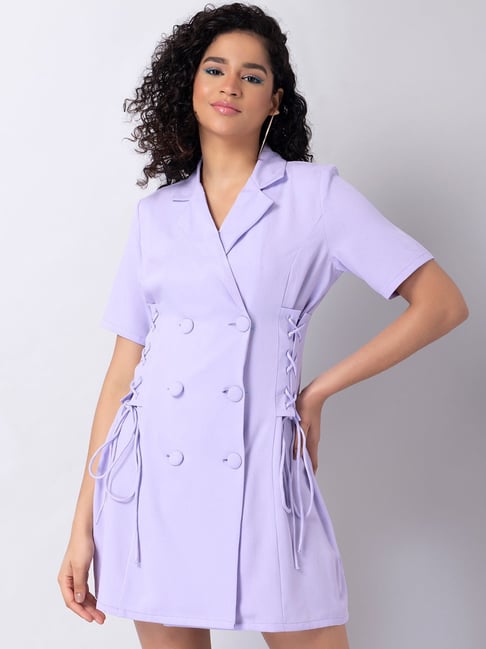 FabAlley Lilac Corset Double Breasted Dress Price in India
