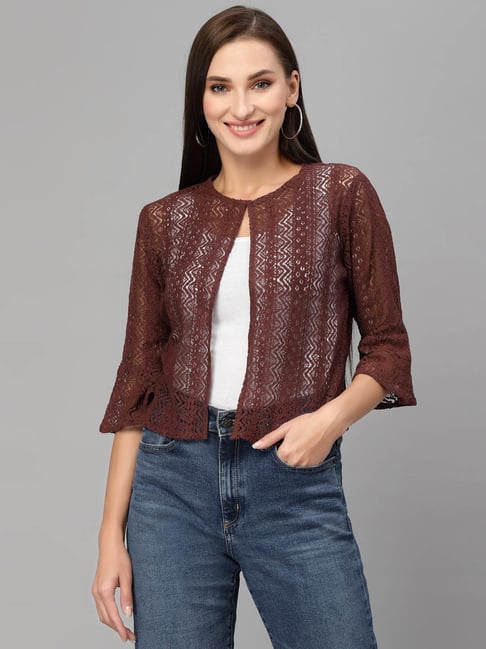 Style Quotient Maroon Lace Shrug