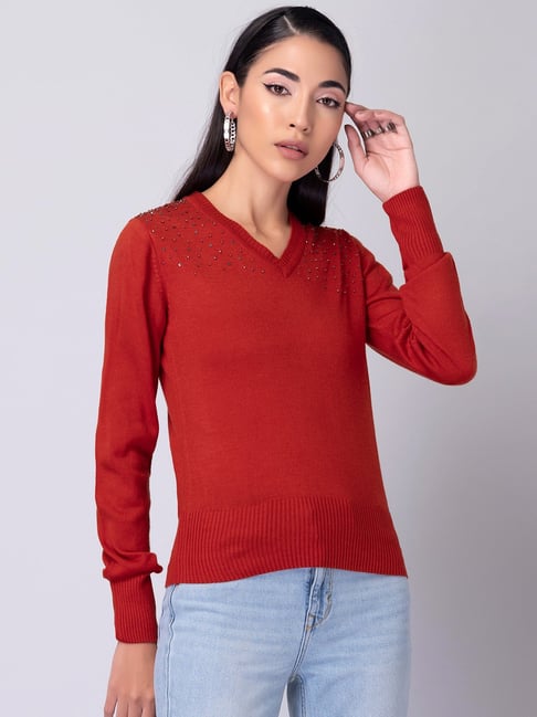 red sequin sweater