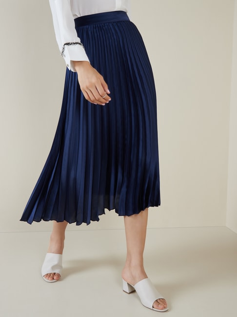Wardrobe by Westside Dark Blue Pleated Skirt Price in India